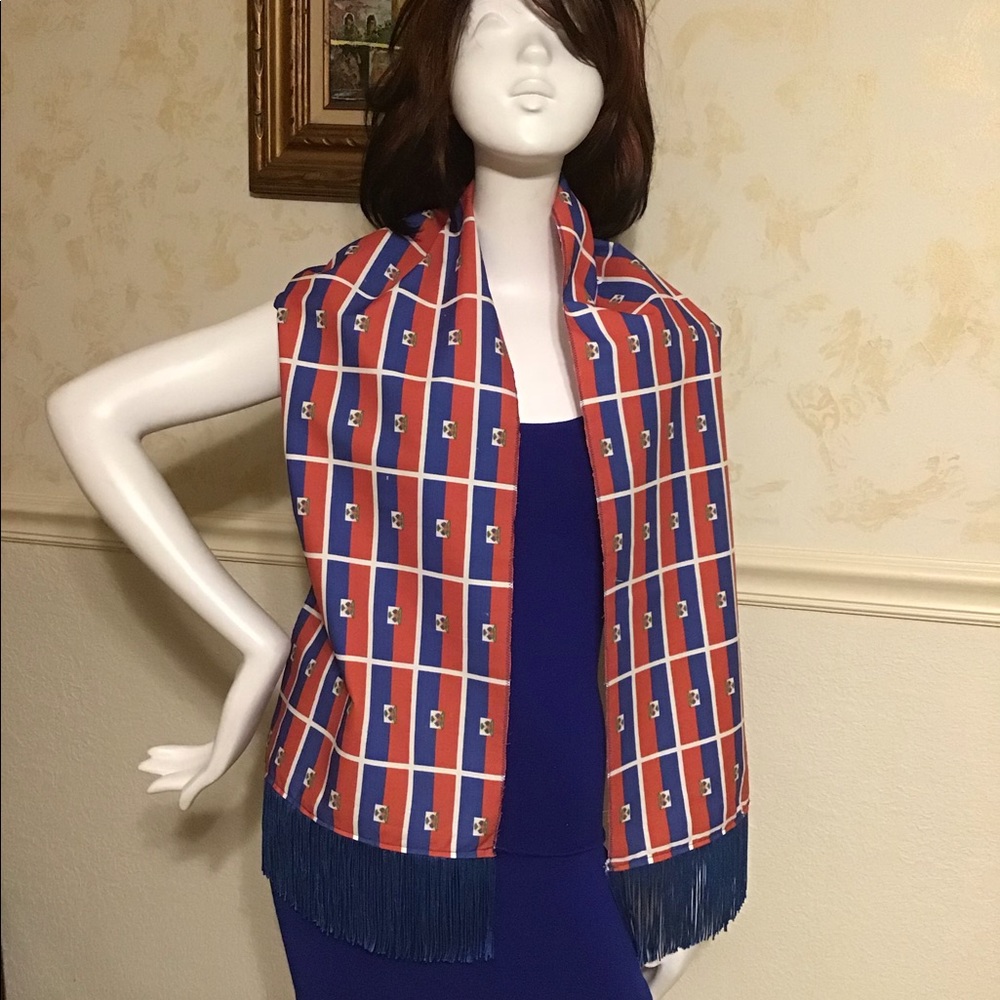 Haitian Scarf Rich  colors. 55”l x 11 3/4”w.